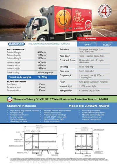 Thermaxx 3 pallets refrigerated truck