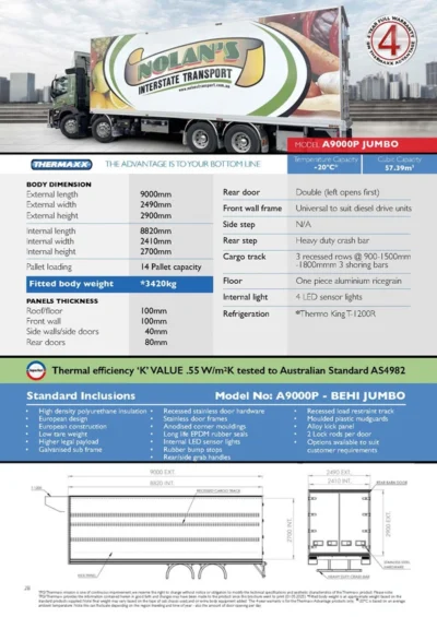 thermaxx 14 pallet jumbo refrigerated truck body